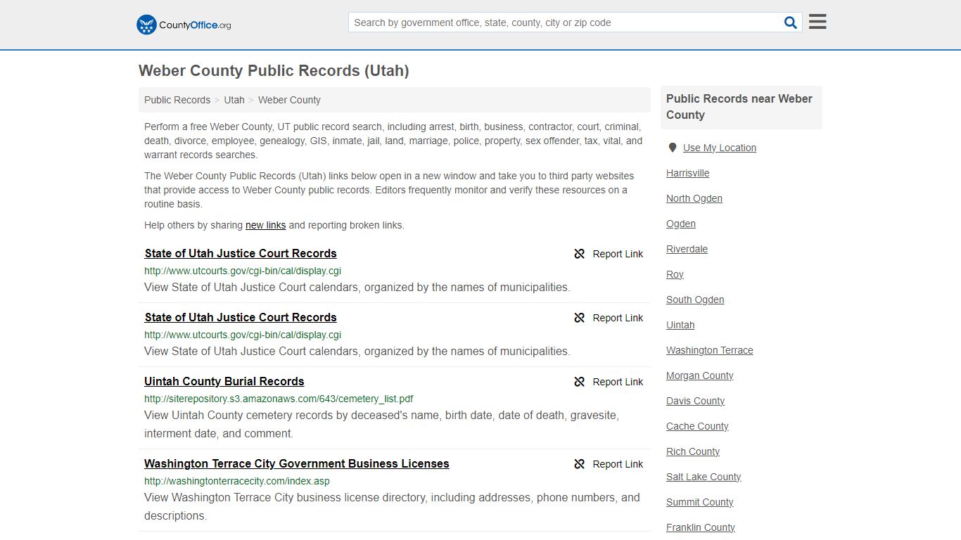 Weber County Public Records (Utah) - County Office